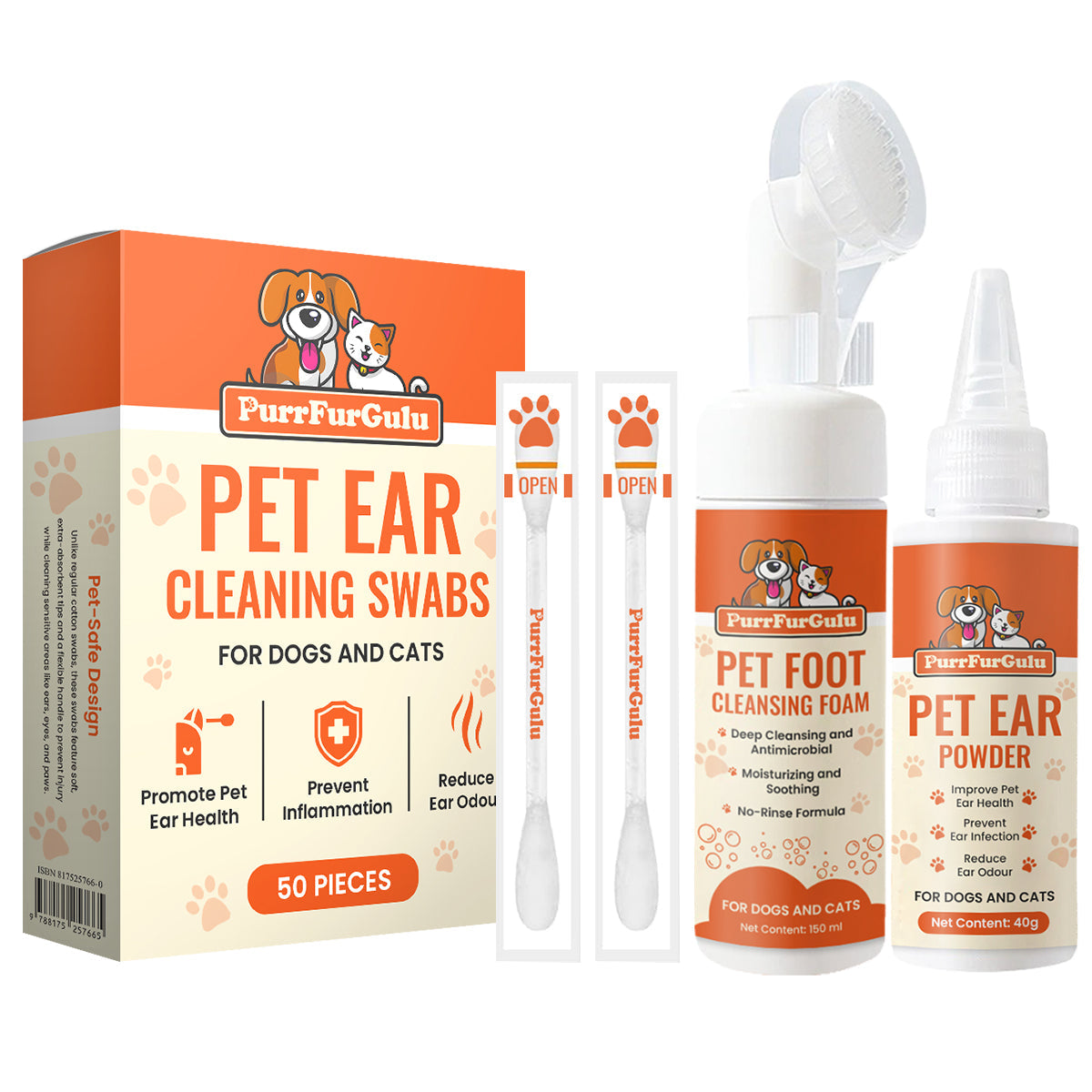KUBOZN® PurrFurGulu Pet Ear Cleaning Swabs