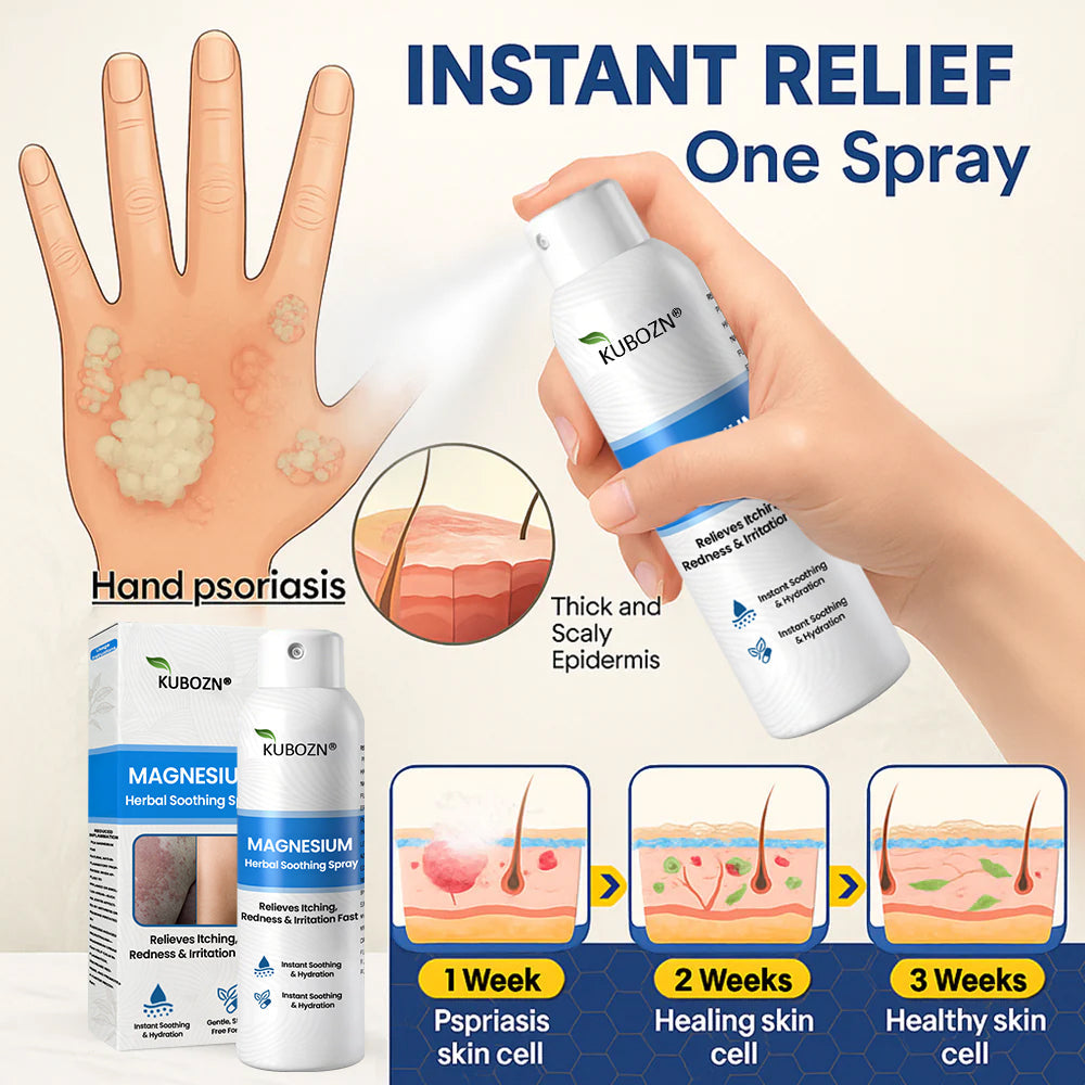 H✅ Official Store: KUBOZN® Magnesium Herbal Psoriasis Spray 👨‍⚕️ Clinically Tested & Compliant with Health Canada Skincare Standards (Relieves psoriasis and eczema, helps improve bacterial infections in the genital area, treats acne and warts)