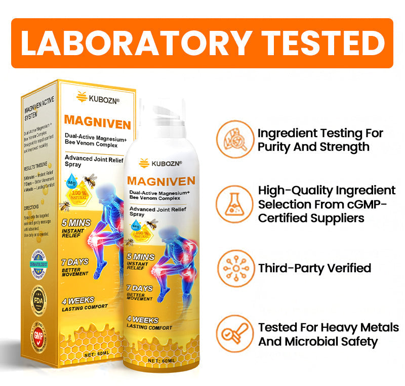 CA🏅  KUBOZN® MagniVen Magnesium & Bee Venom Joint Spray – 5 Min Relief · 7 Day Mobility · 4 Week Comfort