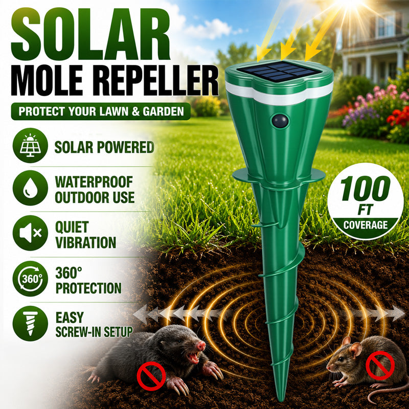 🔥Hot Sale 50% OFF☘️KUBOZN® Solar Powered Waterproof Screw Mole Repellent