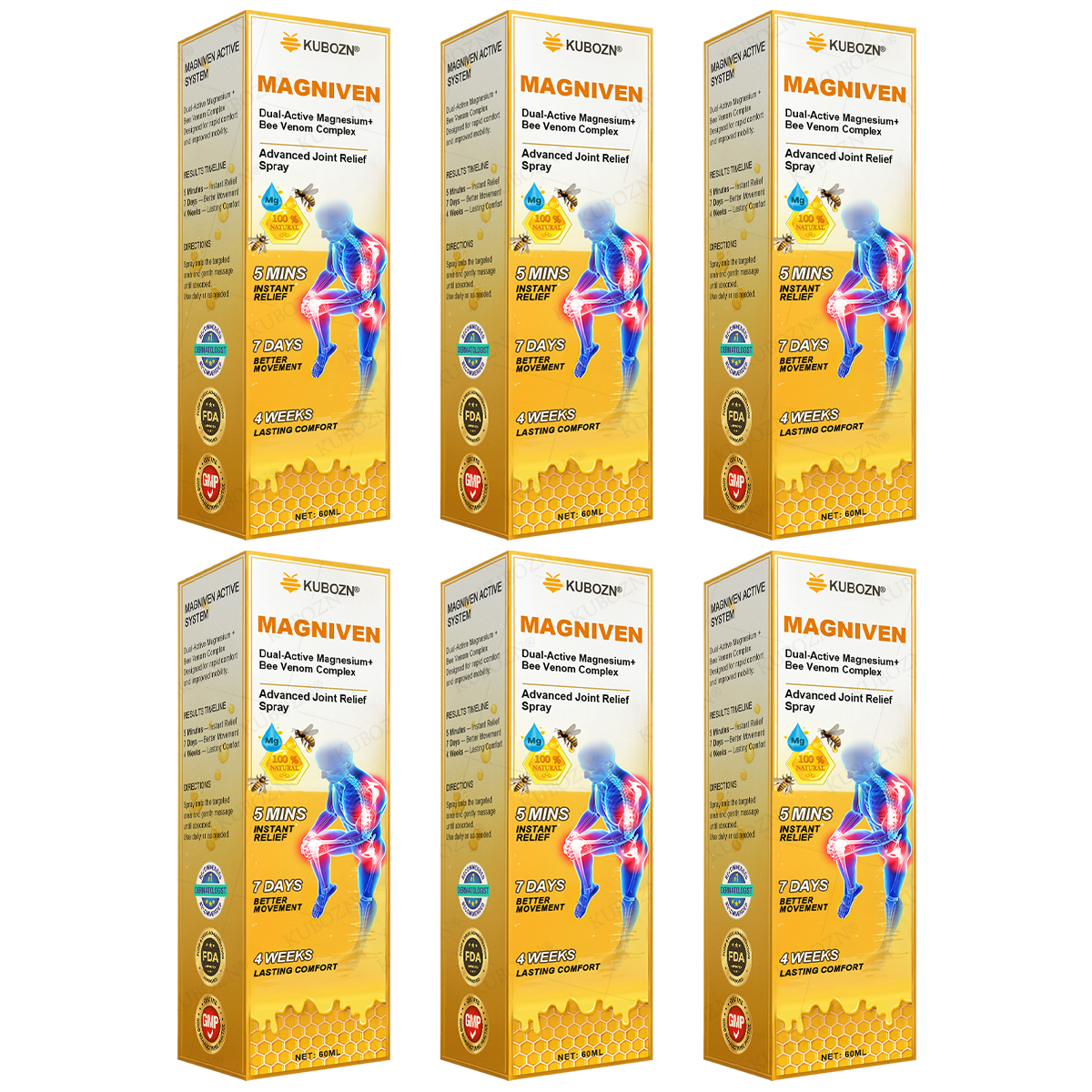 CA🏅  KUBOZN® MagniVen Magnesium & Bee Venom Joint Spray – 5 Min Relief · 7 Day Mobility · 4 Week Comfort