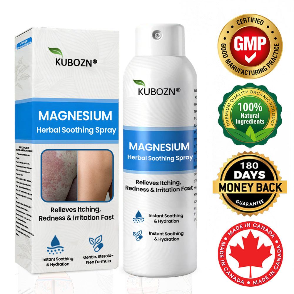✅  Official Store:KUBOZN® Magnesium Herbal Spray – Fast Relief for Psoriasis & Eczema | No-Rub, Steroid-Free