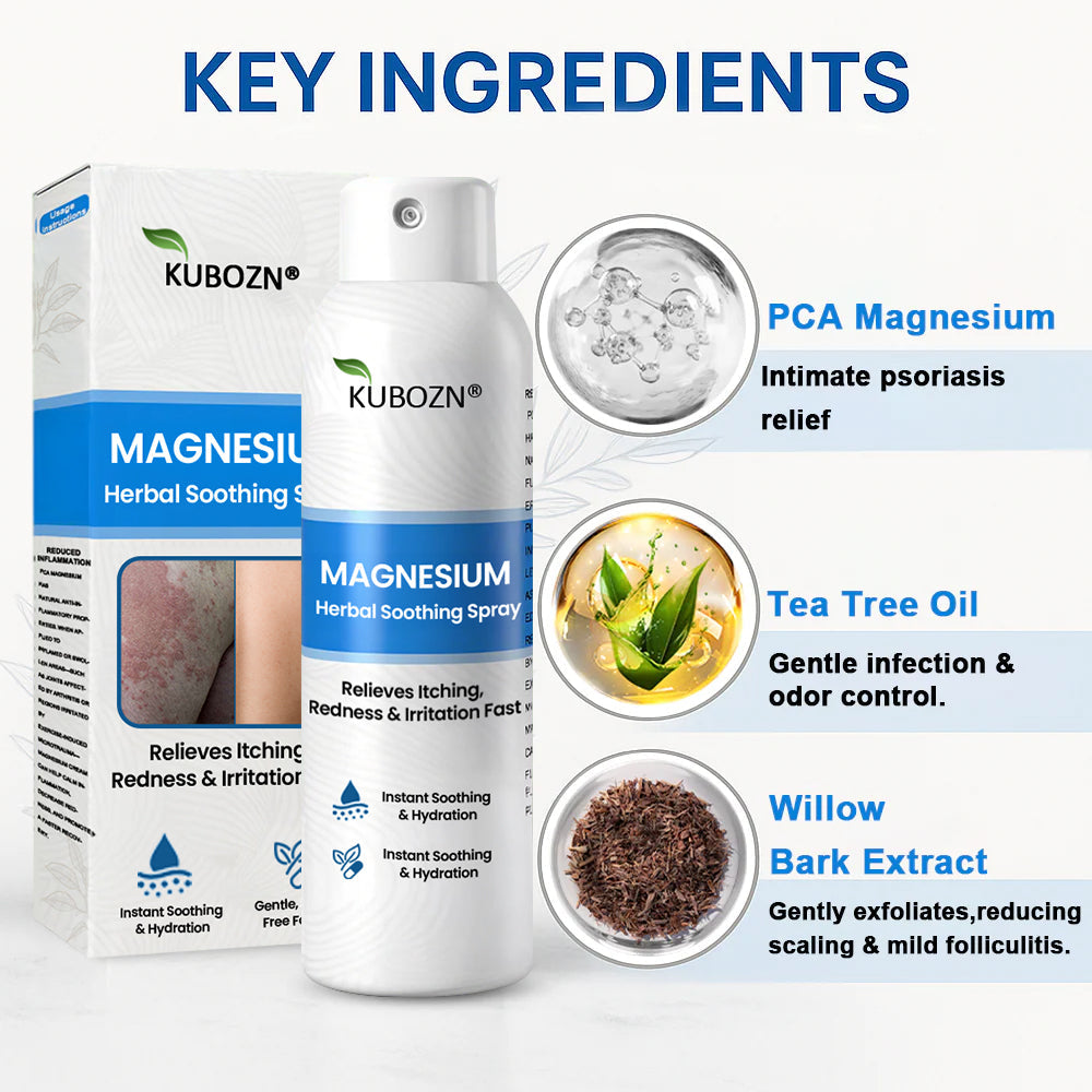 H✅ Official Store: KUBOZN® Magnesium Herbal Psoriasis Spray 👨‍⚕️ Clinically Tested & Compliant with Health Canada Skincare Standards (Relieves psoriasis and eczema, helps improve bacterial infections in the genital area, treats acne and warts)