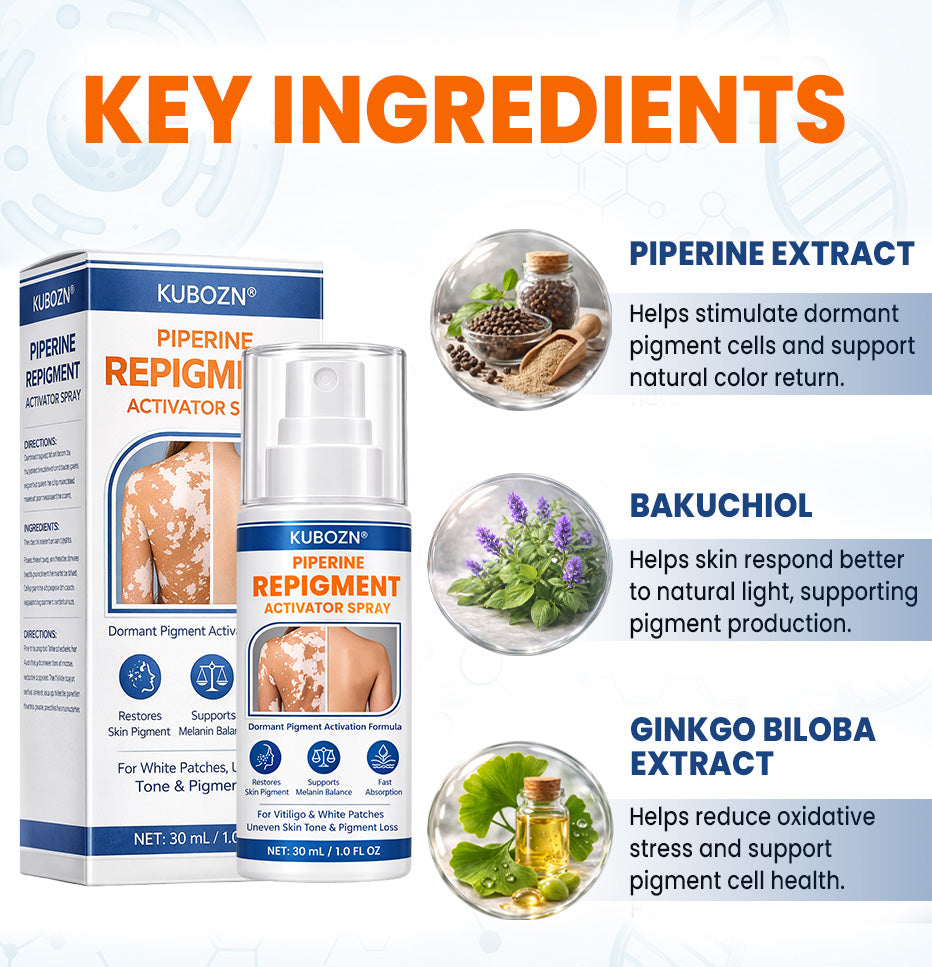 ⚡KUBOZN® Piperine Repigment Activator Spray to Reactivate Dormant Pigment Cells & Restore Natural Skin Color (offer)