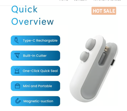 KUBOZN®  2-in-1 Mini Bag Sealer & Cutter | USB Rechargeable Heat Sealer (offer)